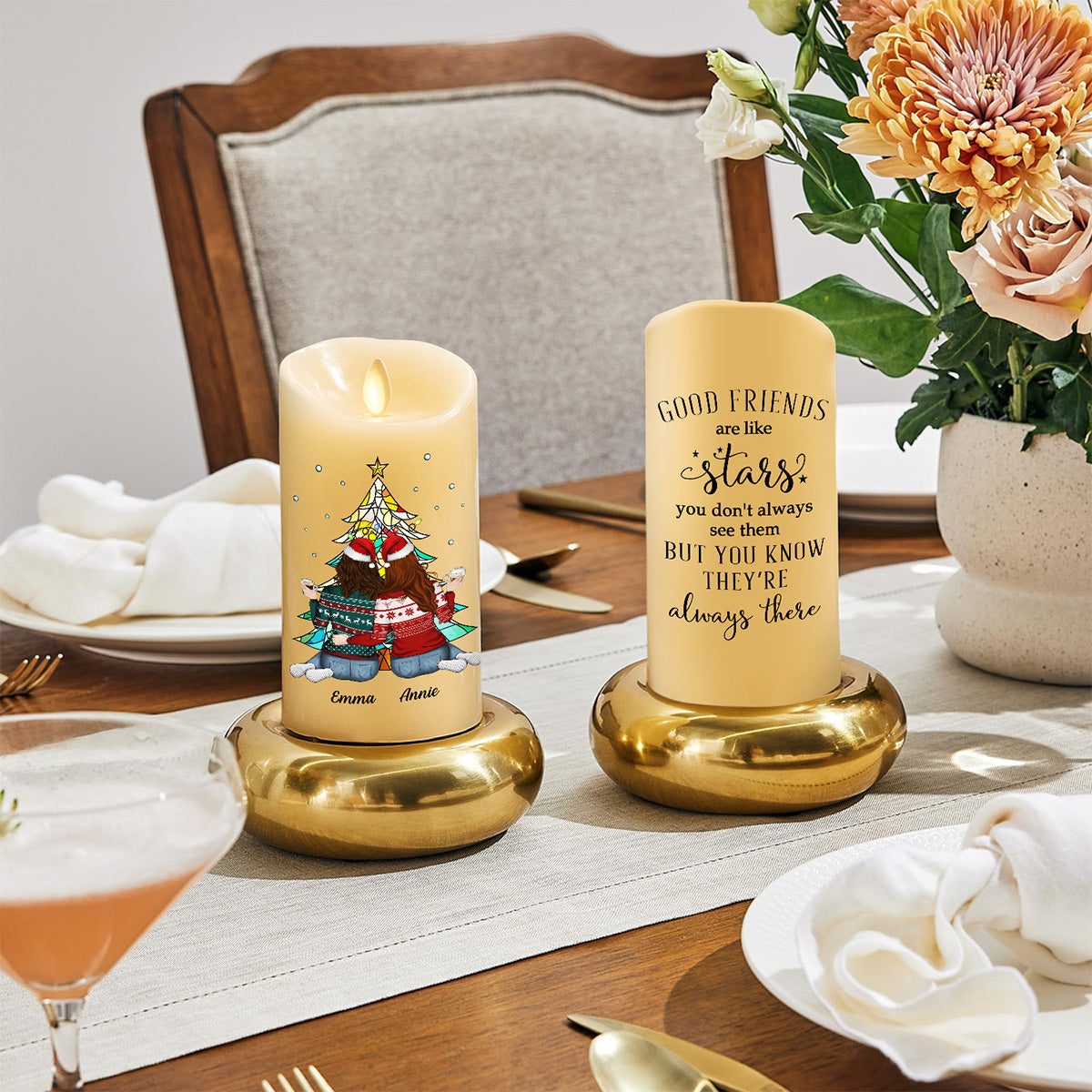 Friends Always Beside You - Personalized Custom LED Candle