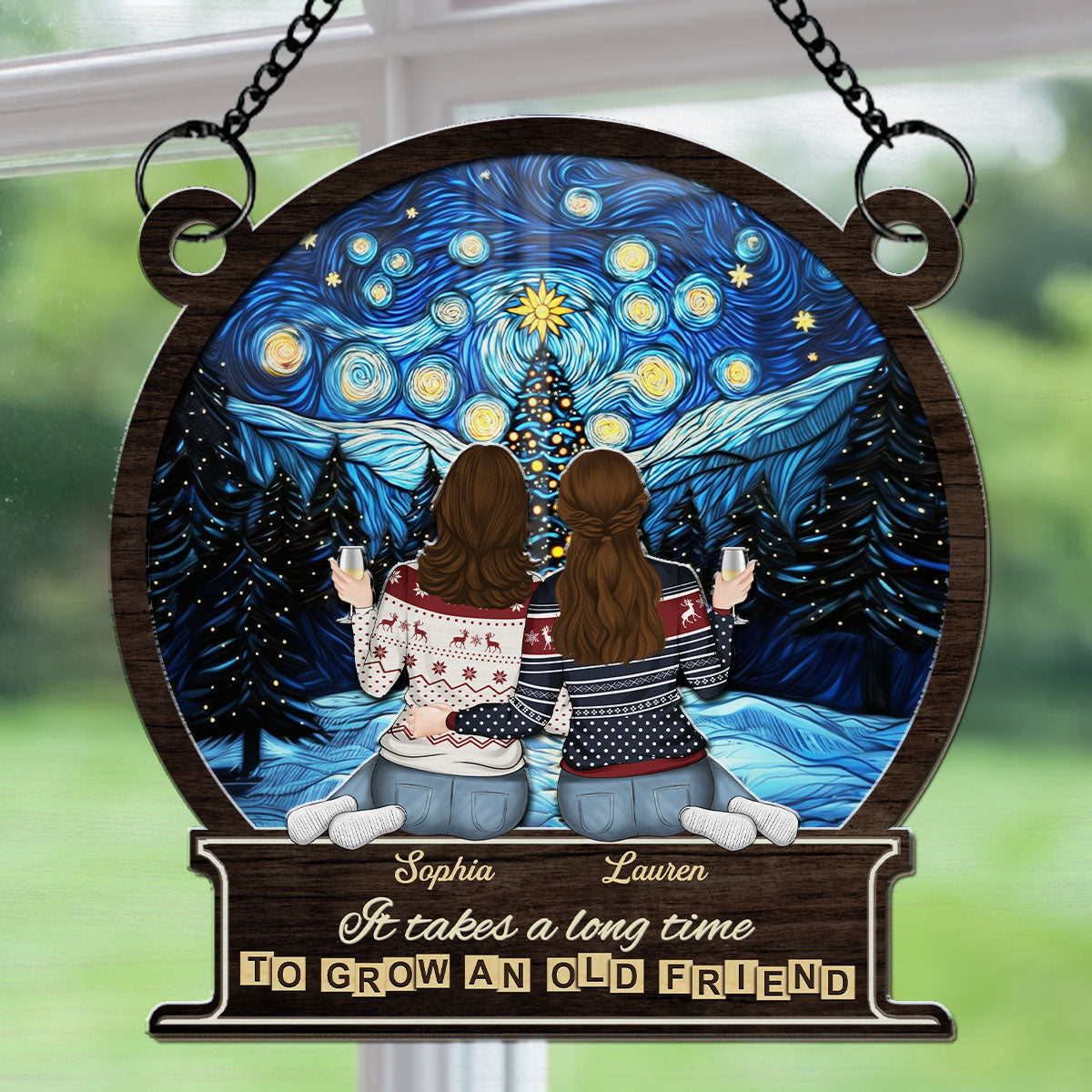 It Takes A Long Time To Grow An Old Friend Christmas - Personalized Custom Suncatcher