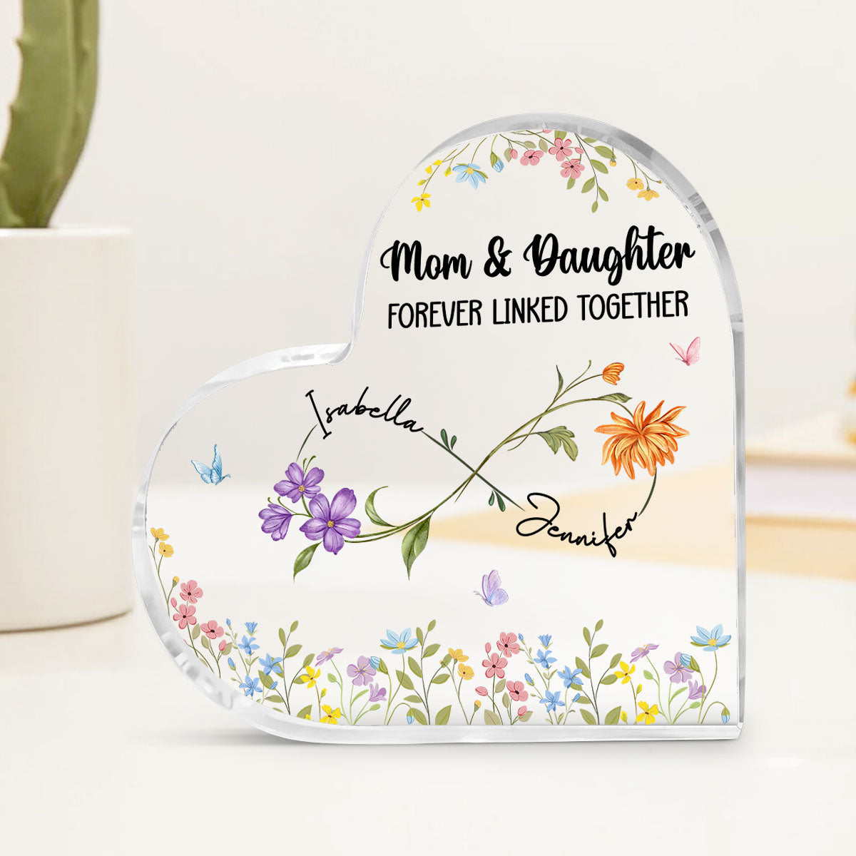 Mother And Daughter Forever Linked Together - Personalized Custom Acrylic Plaque