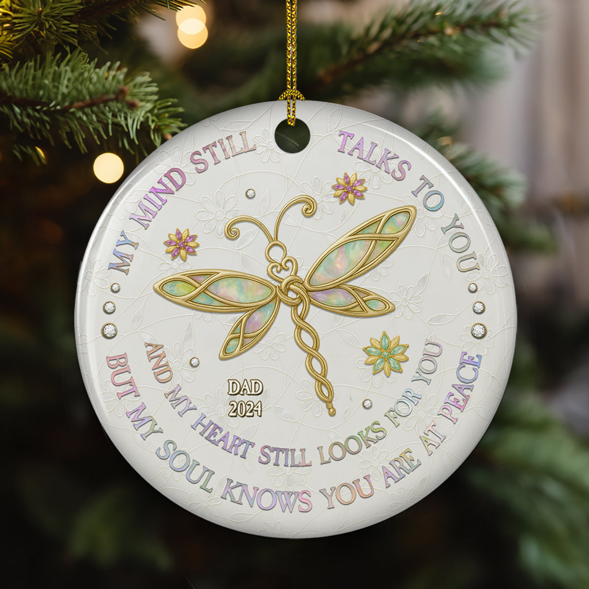 My Mind My Heart My Soul Mother Of Pearl - Personalized Custom Ceramic Ornament