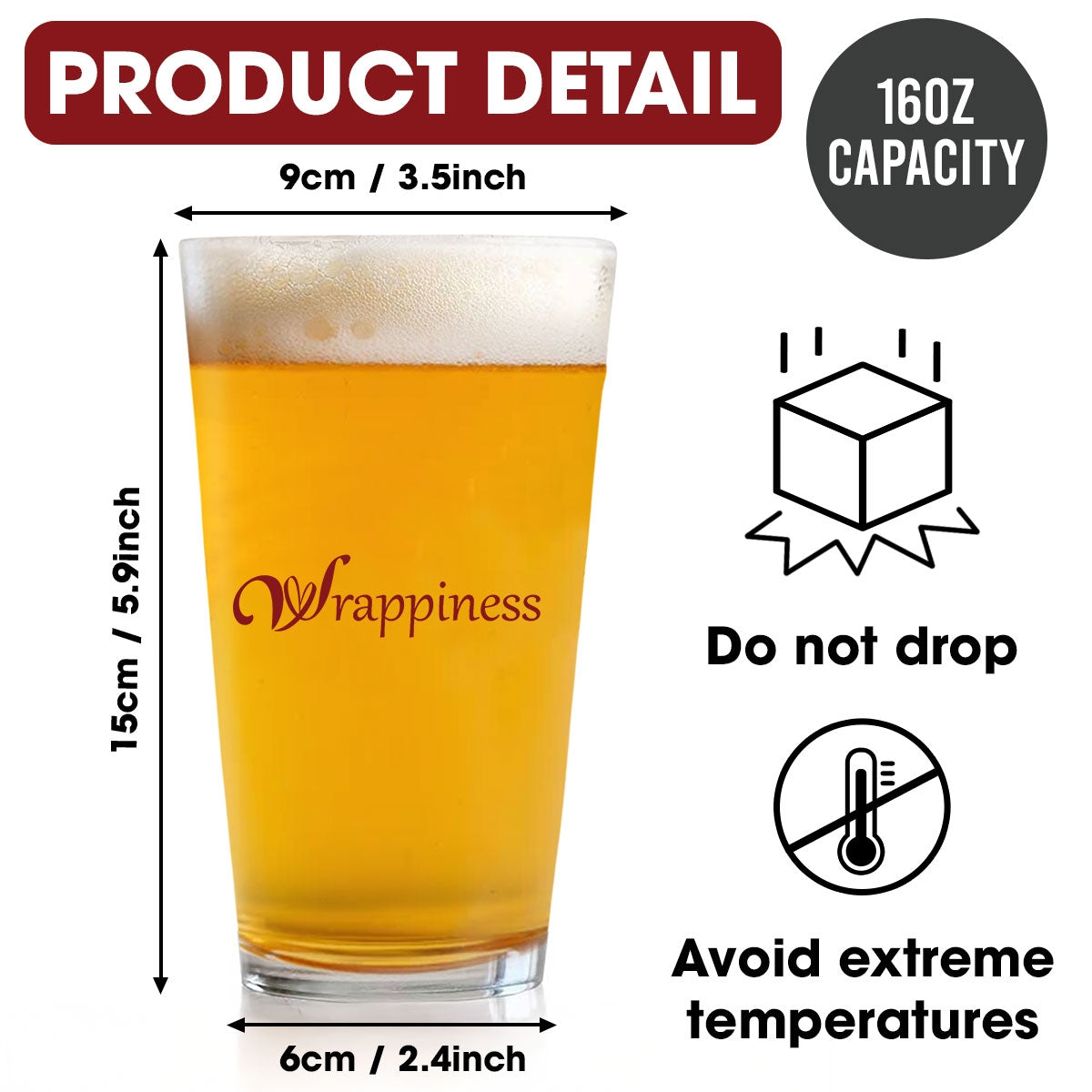 Fatherhood- Personalized Custom Beer Glass