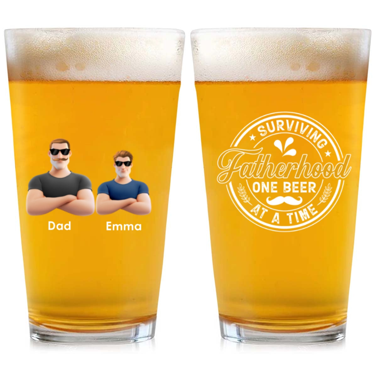 Fatherhood- Personalized Custom Beer Glass