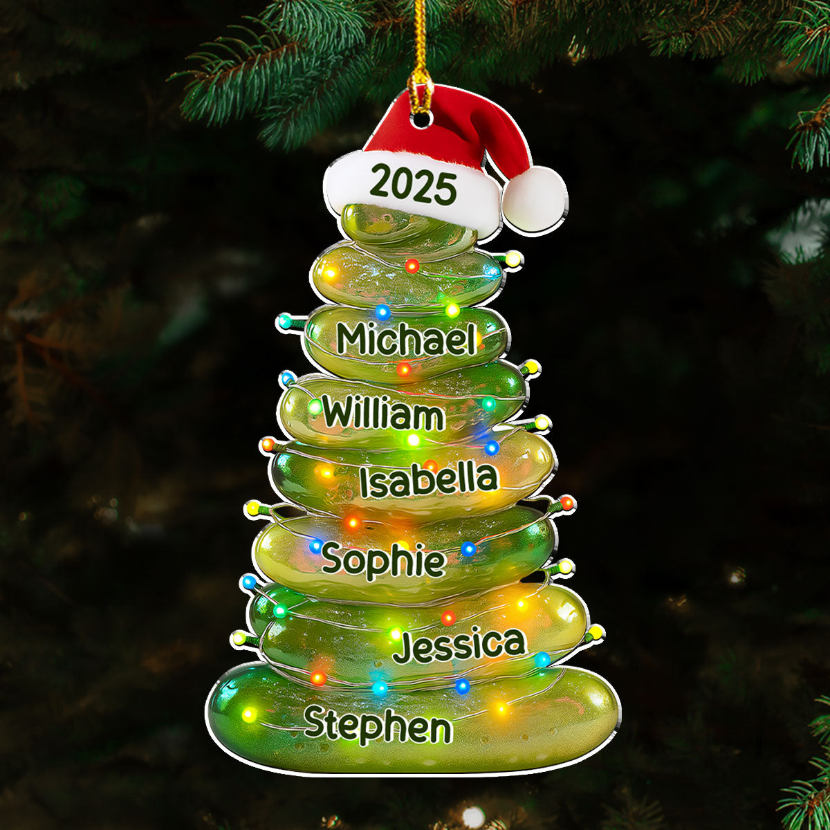 Glass Pickle Family Name - Personalized Custom Acrylic Ornament