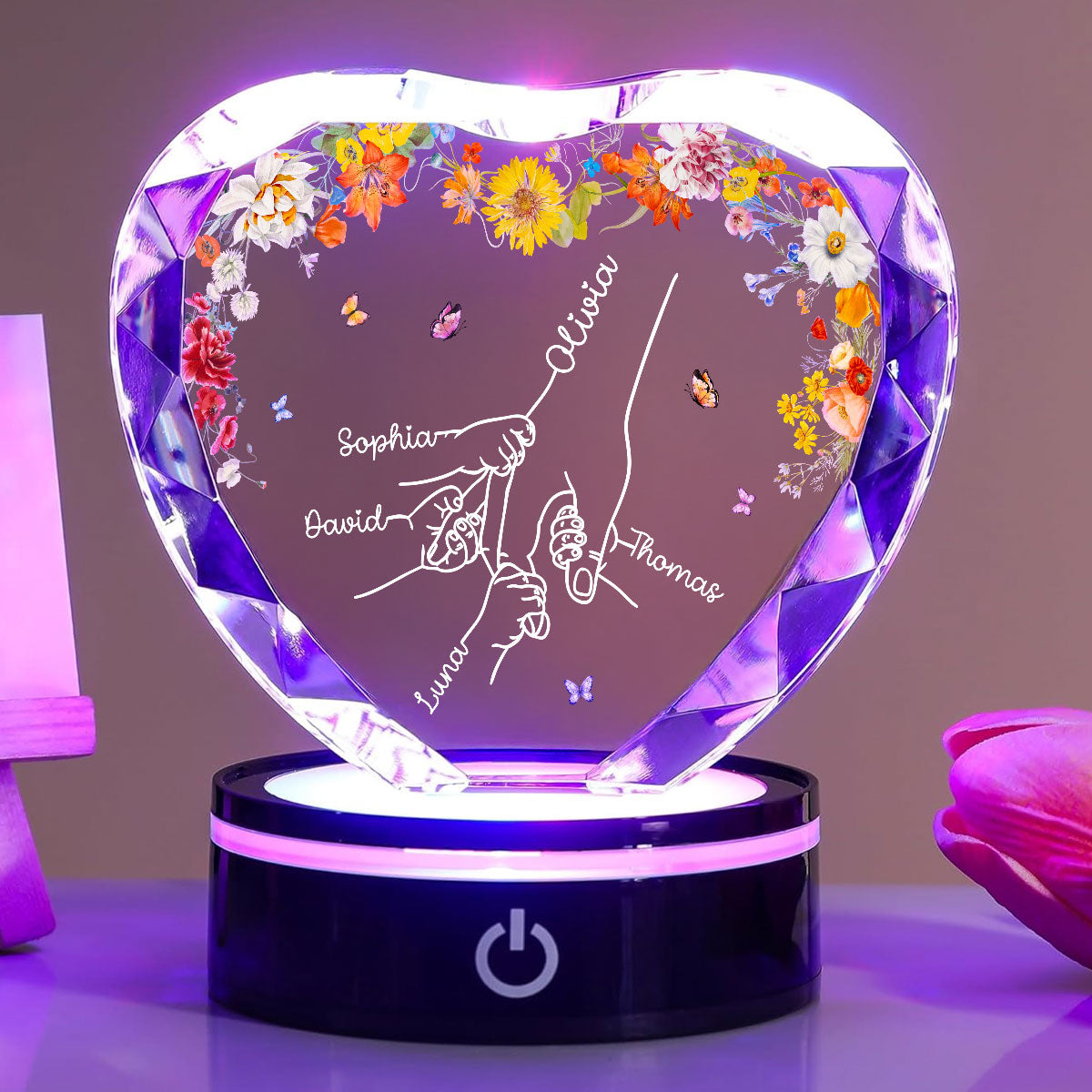 Hold Our Hand - Personalized Custom Crystal Led Light