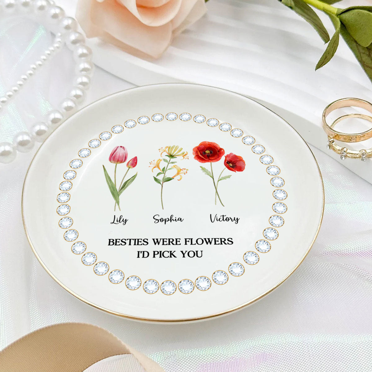 If Friends Were Flowers - Personalized Custom Jewelry Dish