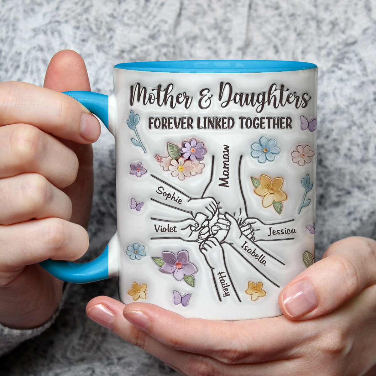 Hold My Hand - Personalized Custom 3D Inflated Effect Accent Mug
