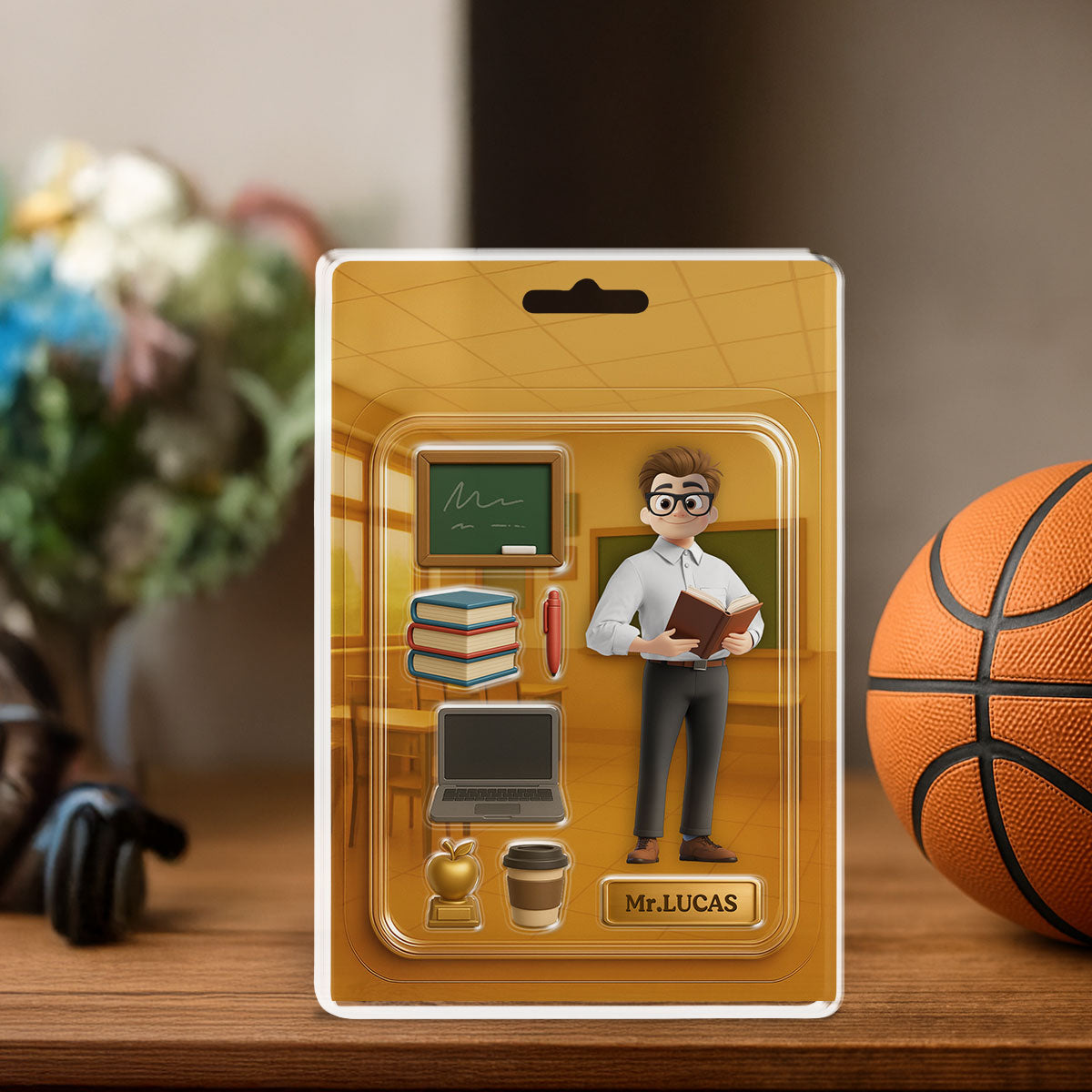 Happy Teacher Figure - Personalized Custom Acrylic Plaque