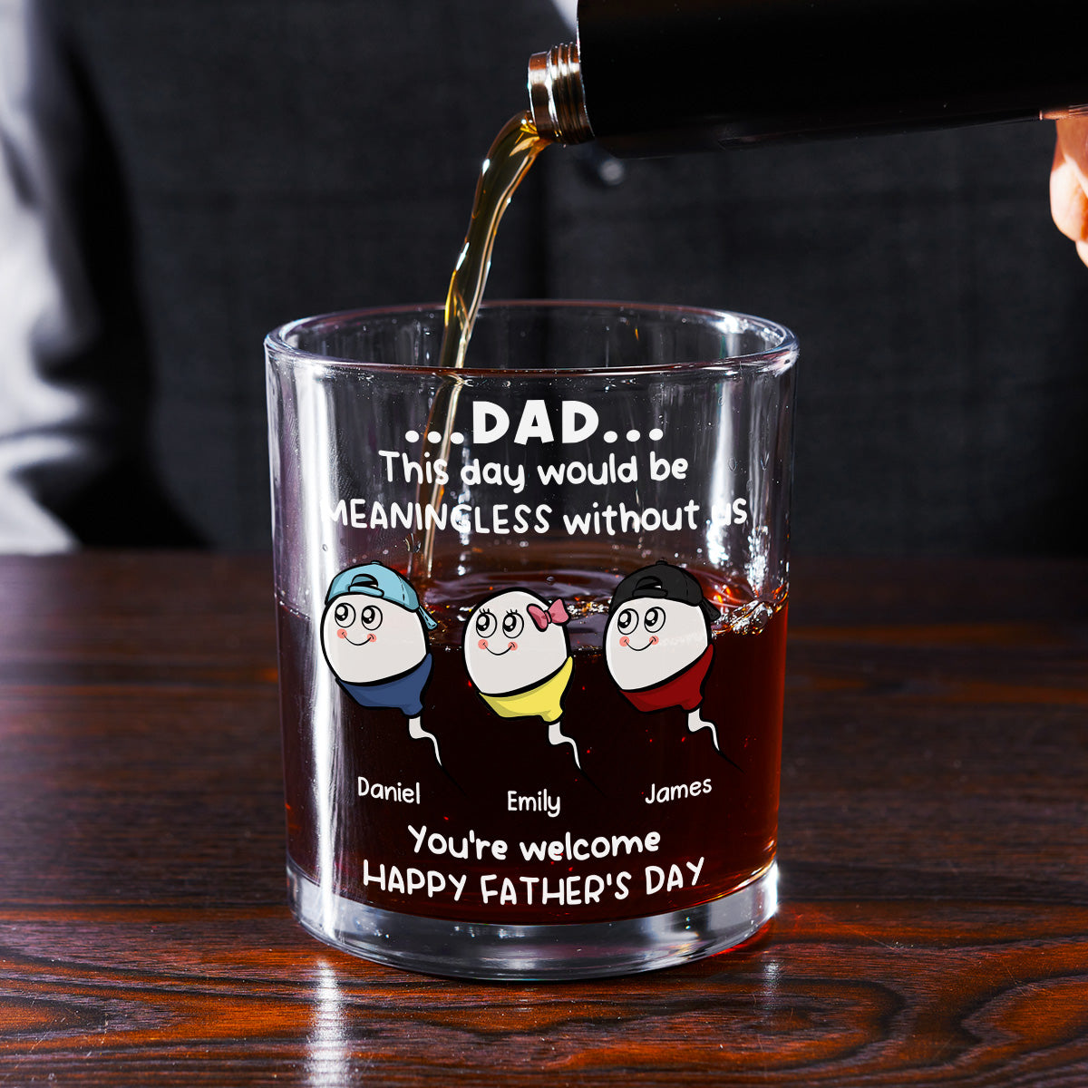 Our Existence Made You Dad - Personalized Custom Whiskey Glass