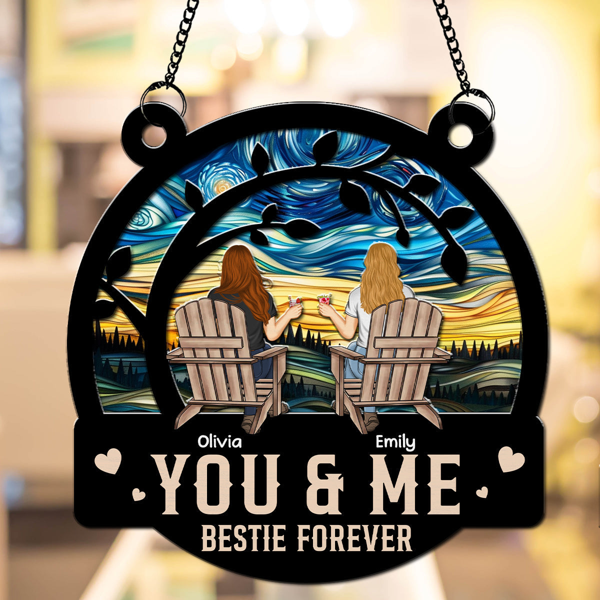 You And Me Are Bestie - Personalized Custom Suncatcher