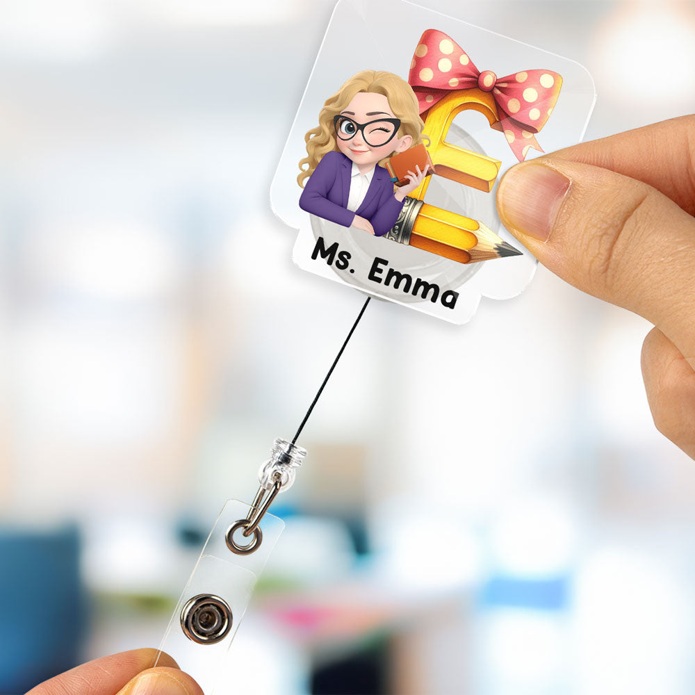 Alphabet Cartoonize - Personalized Custom Acrylic Badge Reel