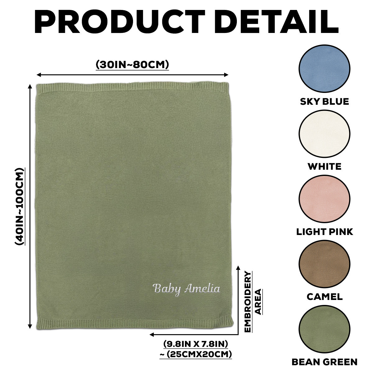 Baby Monogram - Personalized Custom Embroidered Knitted Baby Blanket