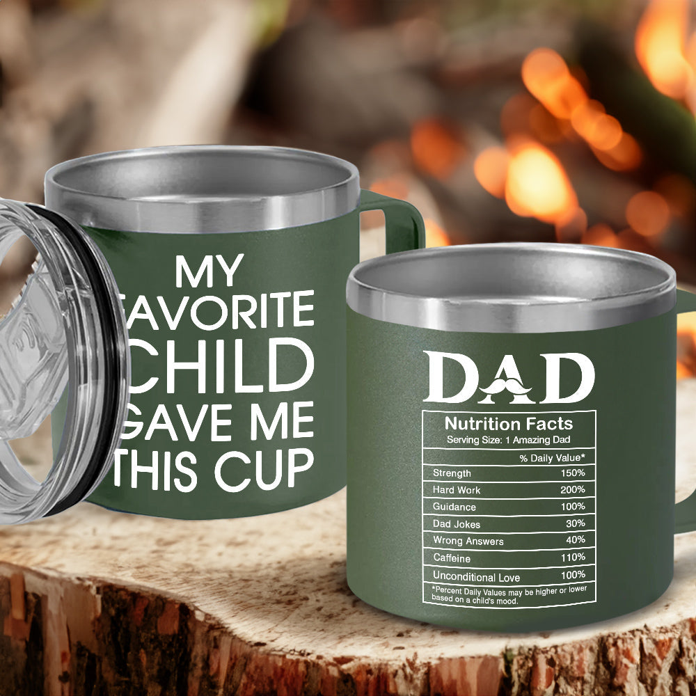Nutrition Facts Of Dad - Personalized Custom 14oz Stainless Steel Tumbler With Handle