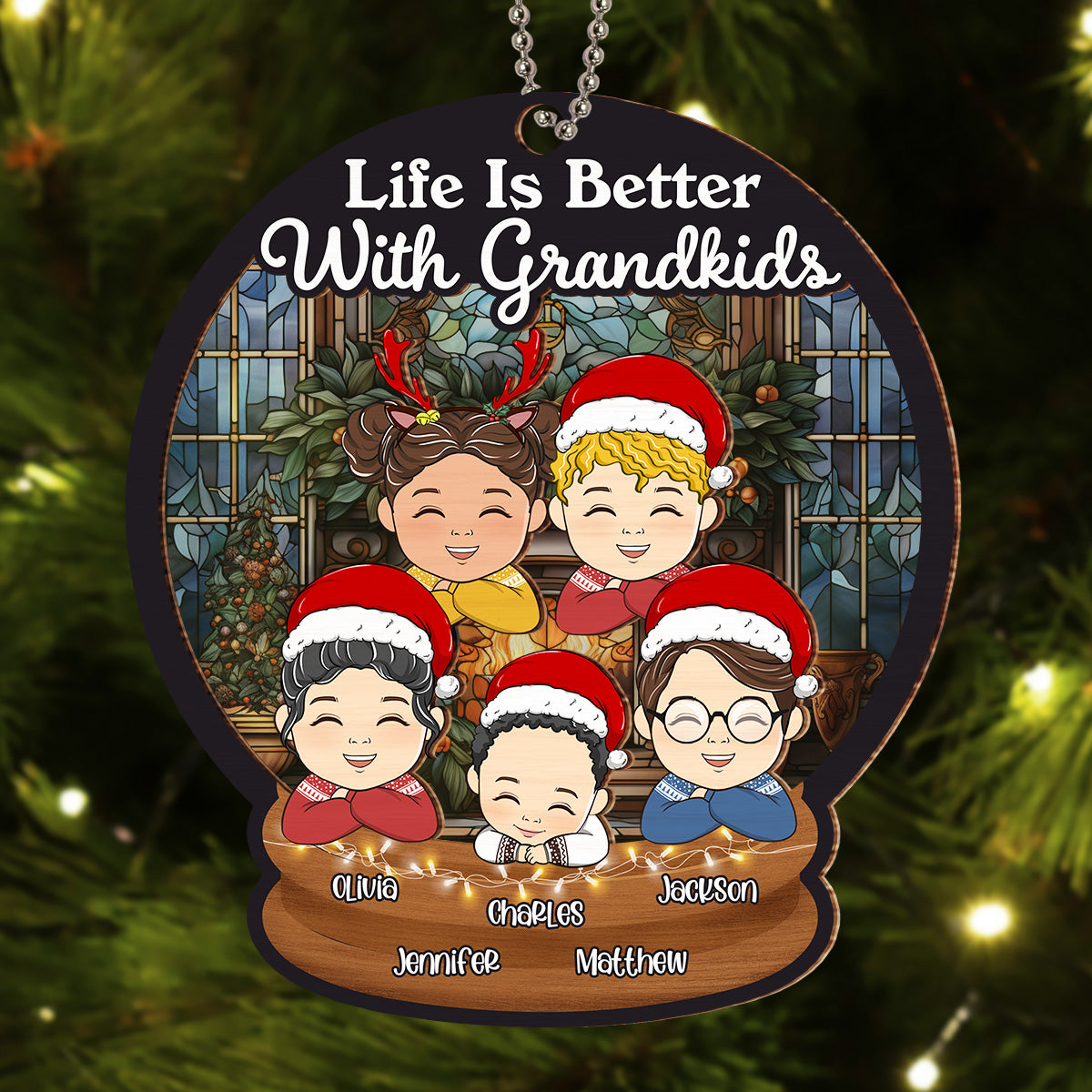 Life Is Better With Grandkids - Personalized Custom Suncatcher Ornament