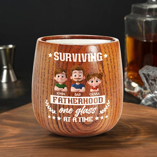 One Glass At A Time - Personalized Custom Wooden Whiskey Glass