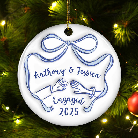 We Got Engaged - Personalized Custom 3D Inflated Effect Ceramic Ornament