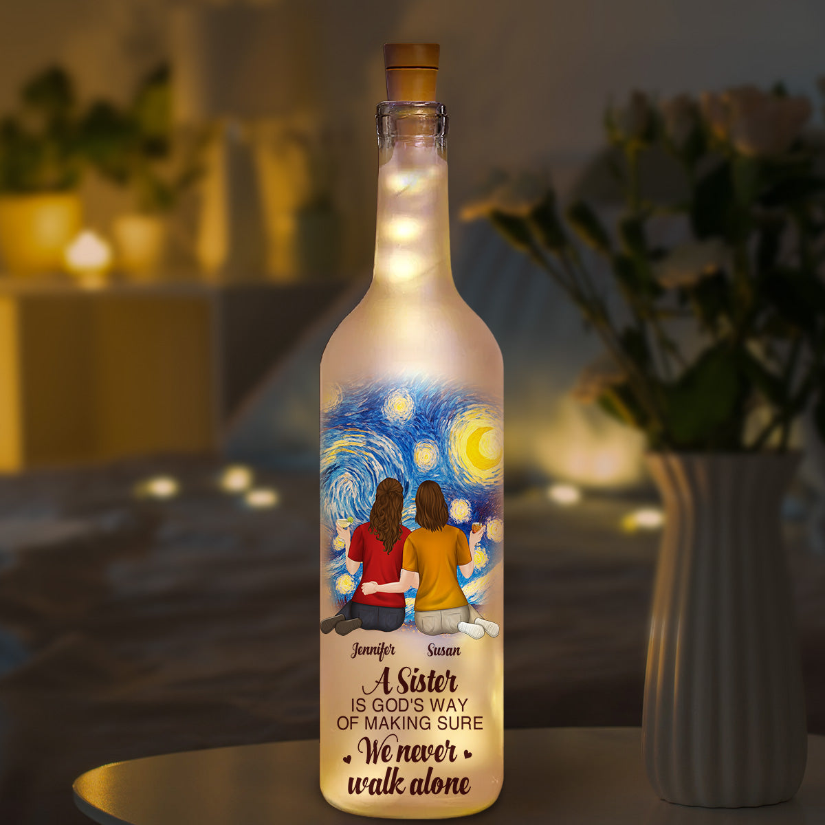 A Sister Is God Way - Personalized Custom Bottle Lamp