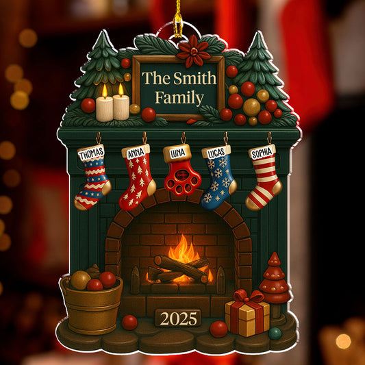 Family Fireplace - Personalized Custom Acrylic Ornament