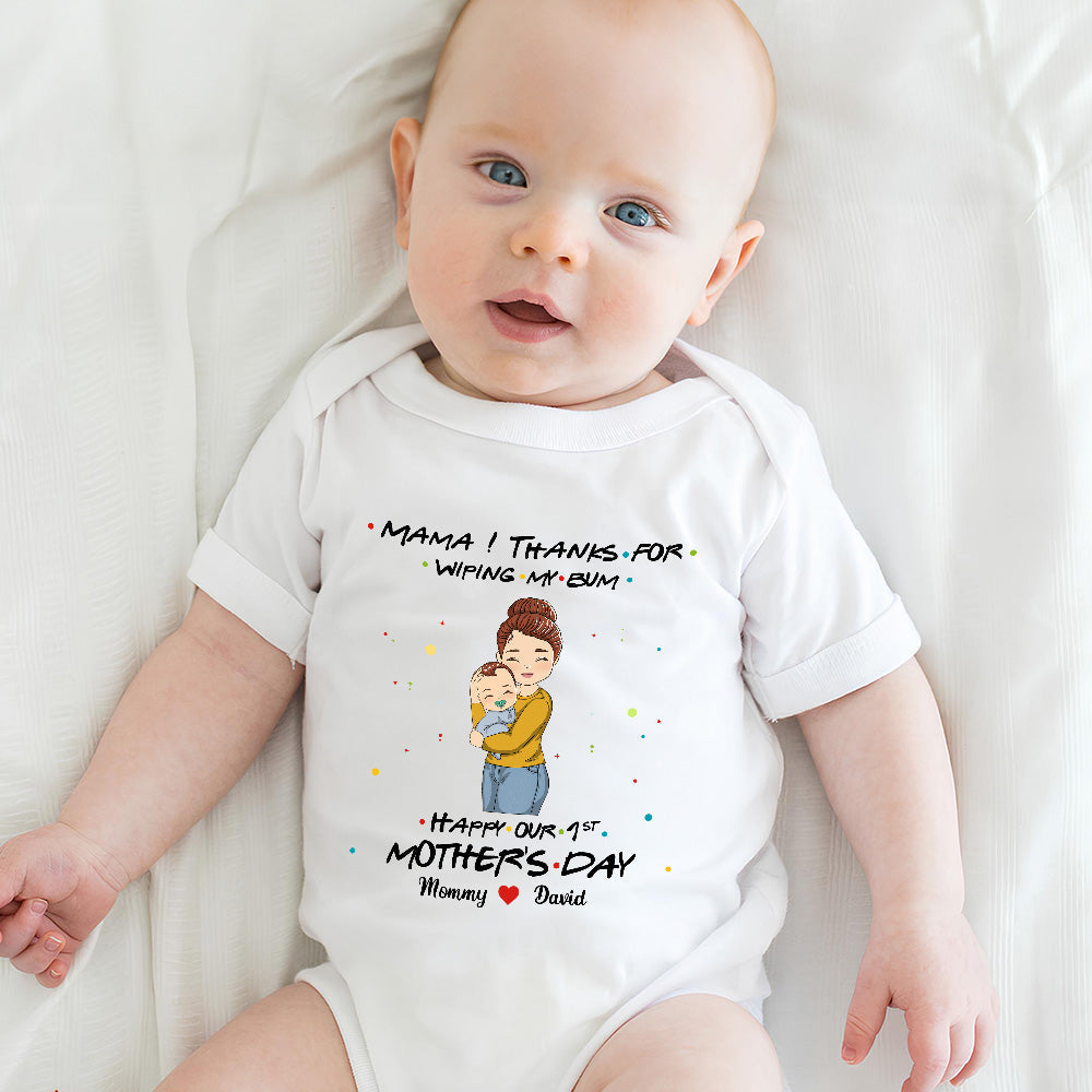 Thanks For Wiping My Bum Happy Mother Day - Personalized Custom Baby Onesie