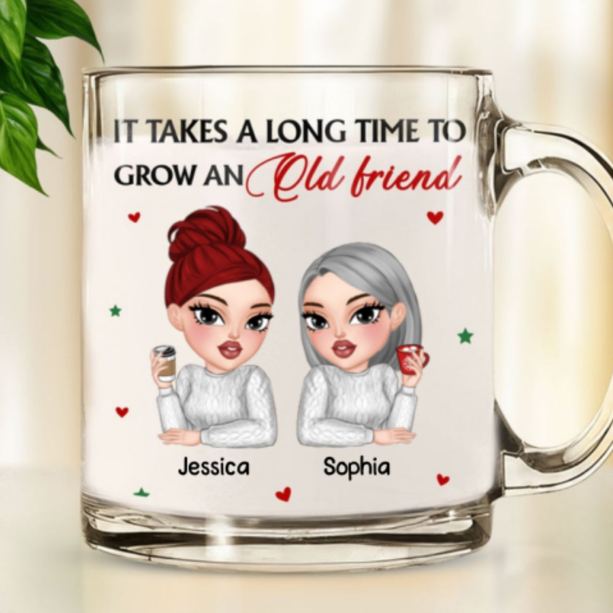 It Takes A Long Time To Grow Old Friends - Personalized Custom Glass Mug