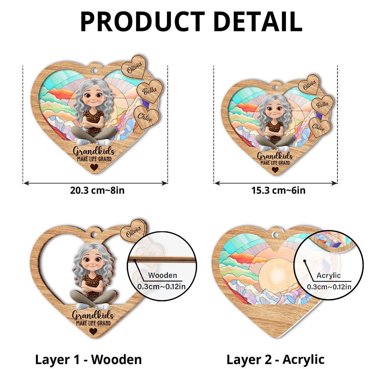 Happy Grandmother And Kids - Personalized Custom Suncatcher