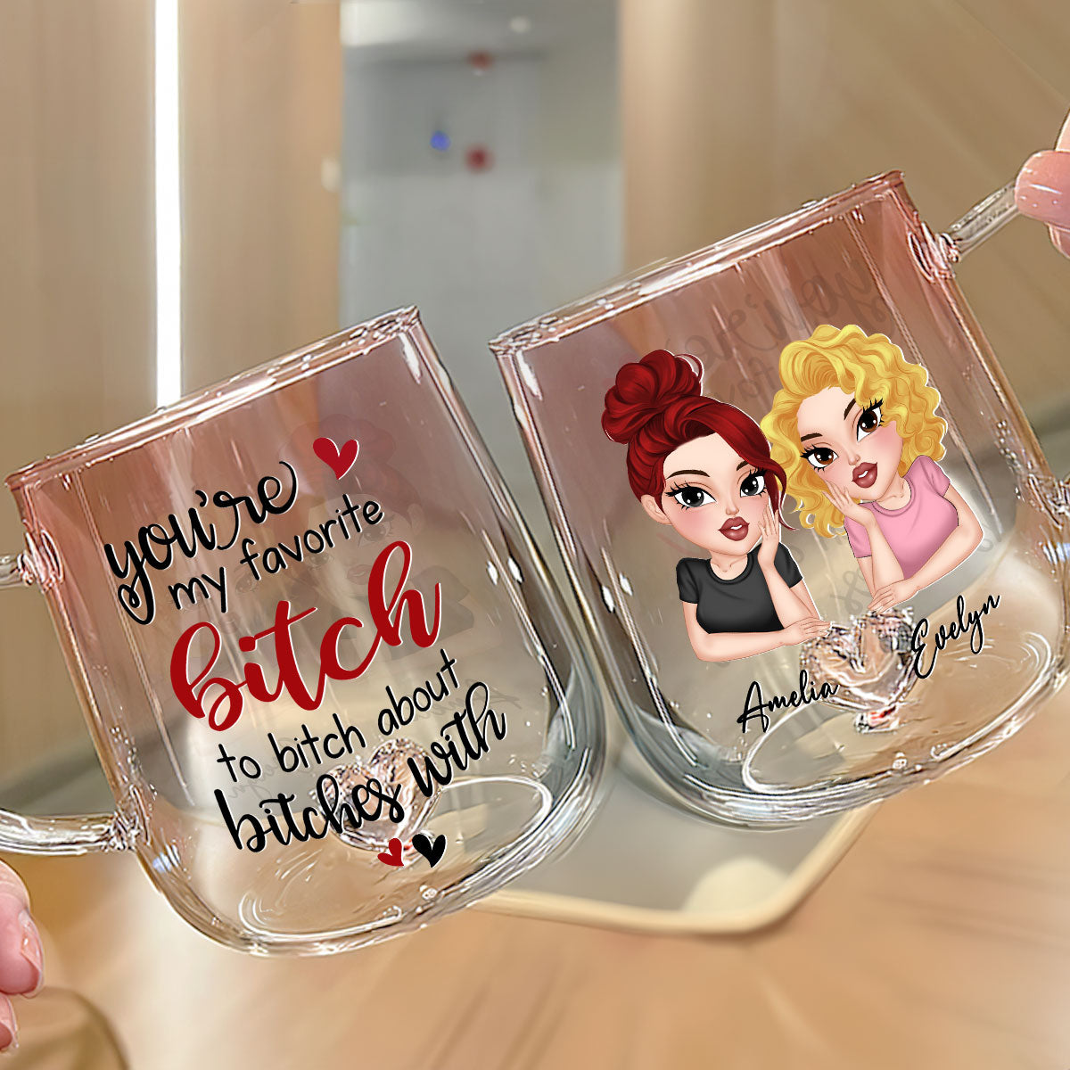 You Are My Favorite - Personalized Custom Pink Gradient Glass Mug