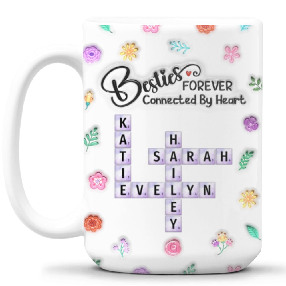 Sister Connect By Heart Forever - Personalized Custom 3D Inflated Effect Coffee Mug