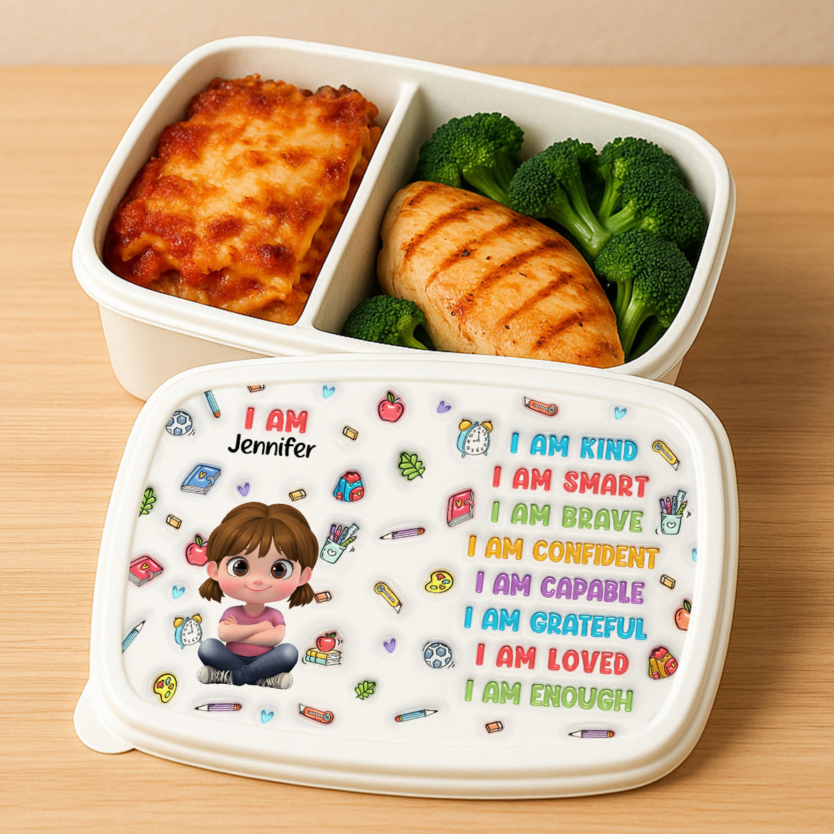 Kind Smart Loved Cartoonize - Personalized Custom Lunch Box