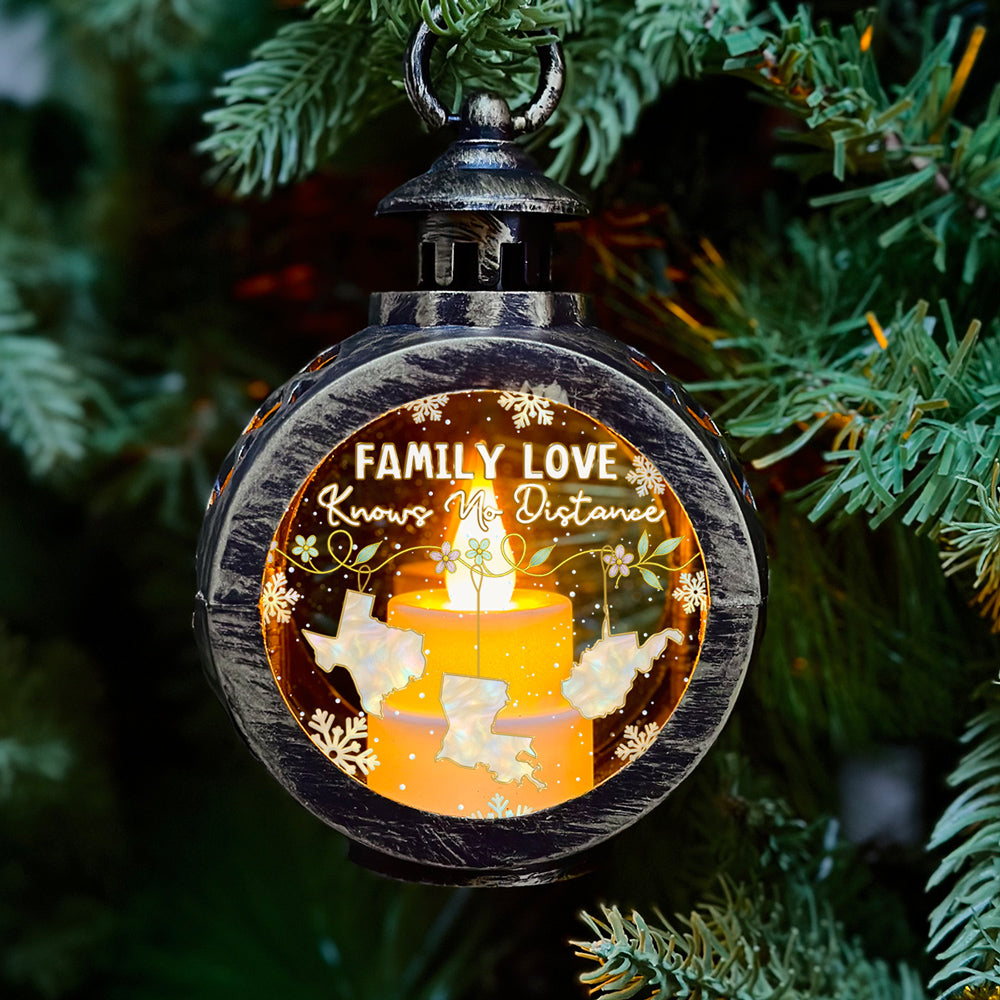 Family Love Knows No Distance Mother Of Pearl - Personalized Custom Christmas Lantern