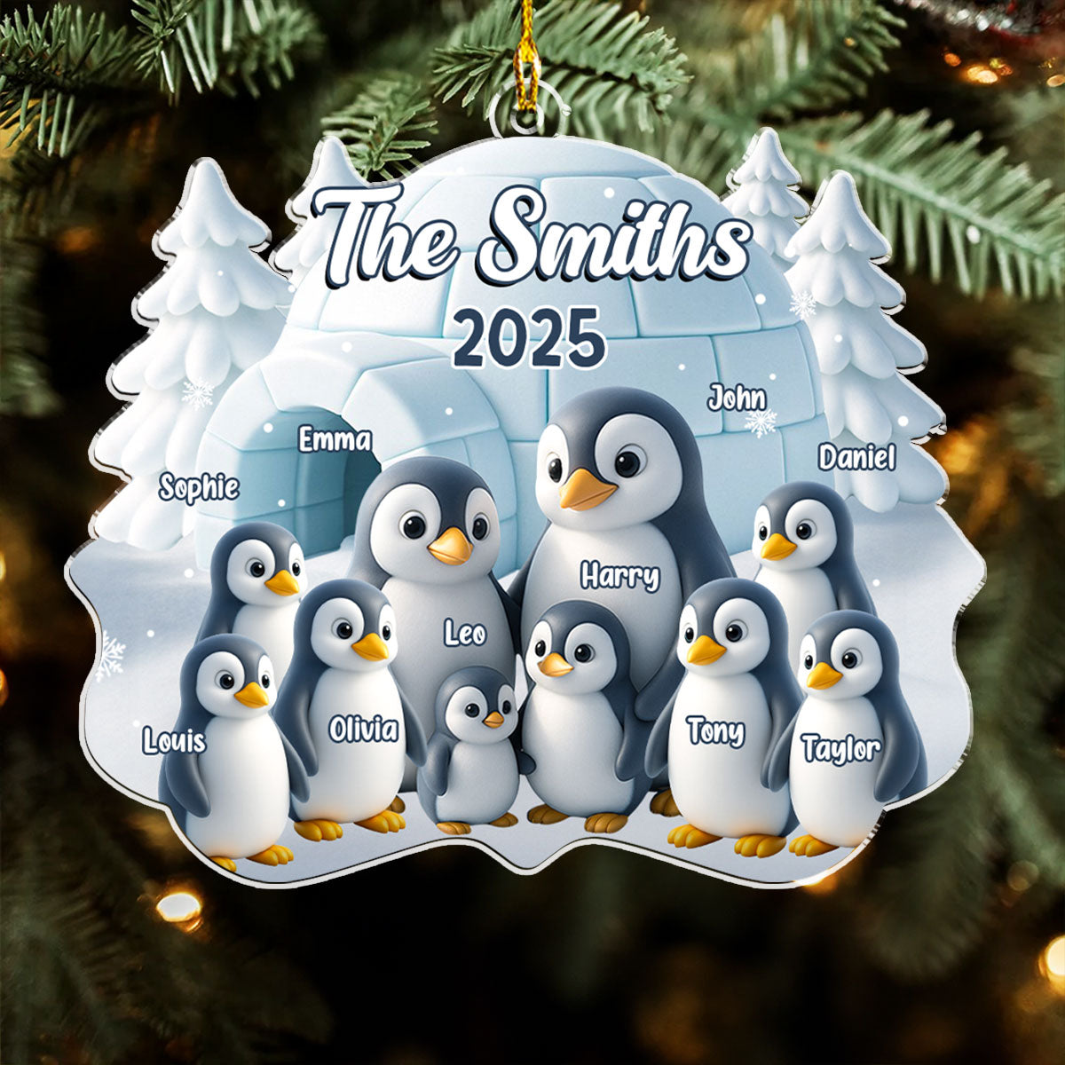 Penguin Family - Personalized Custom Acrylic Ornament