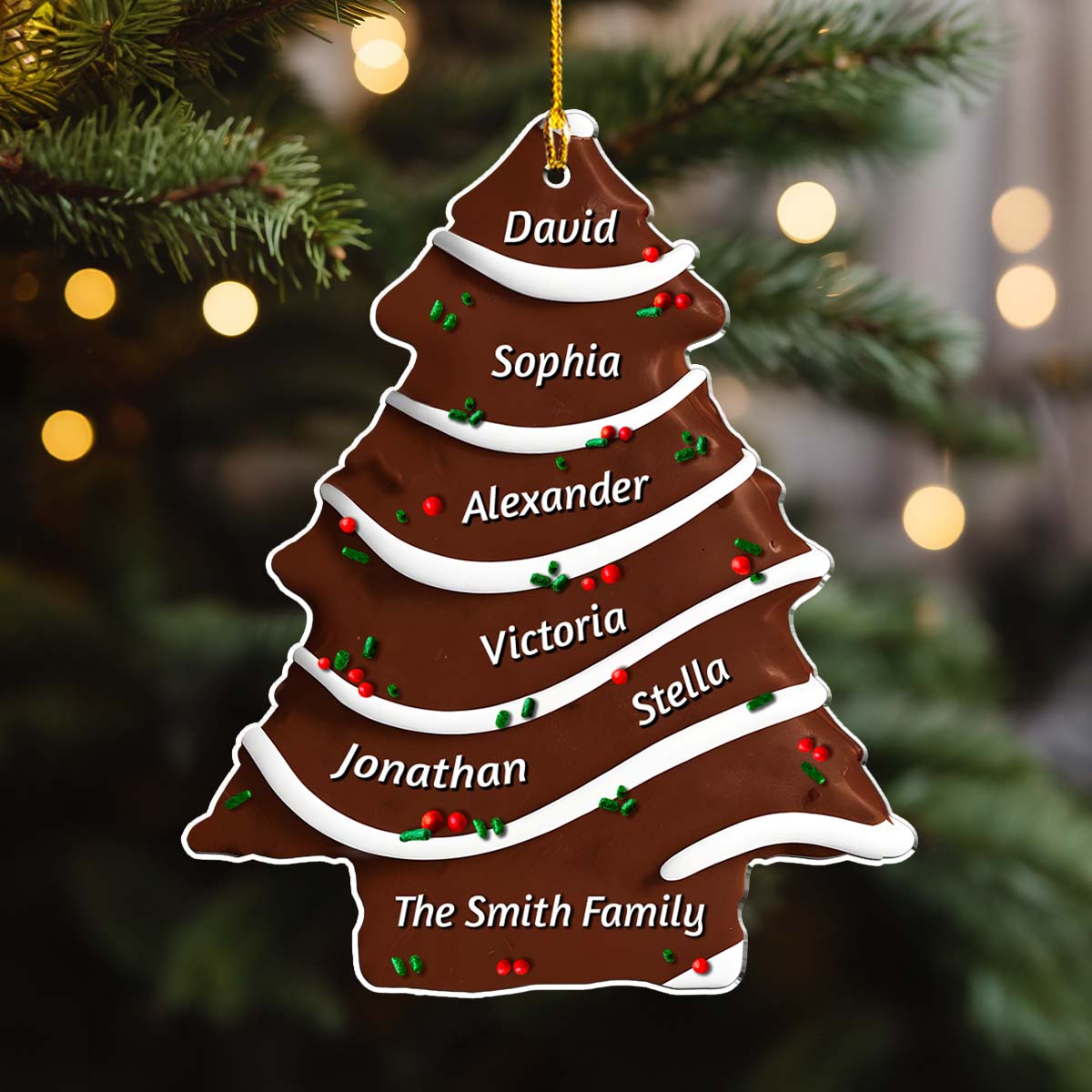 Christmas Tree Cake - Personalized Custom Acrylic Ornament - Gifts For Family, Friends, Coworkers