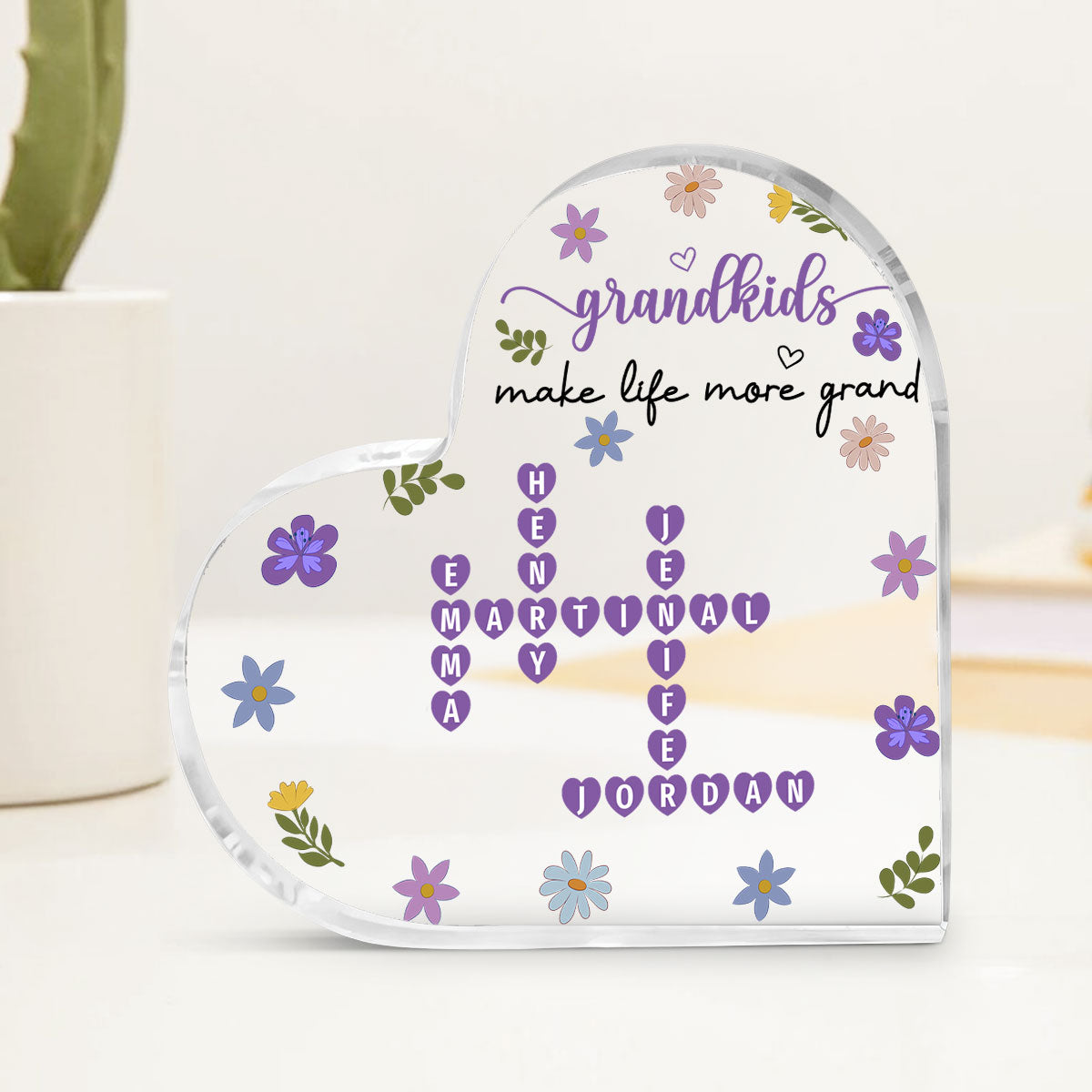 Grandkids Make Life More Grand Crossword - Personalized Custom Acrylic Plaque