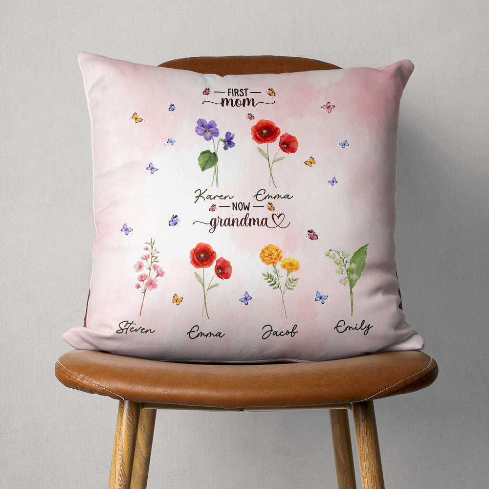 First Mom Now Grandma - Personalized Custom Throw Pillow