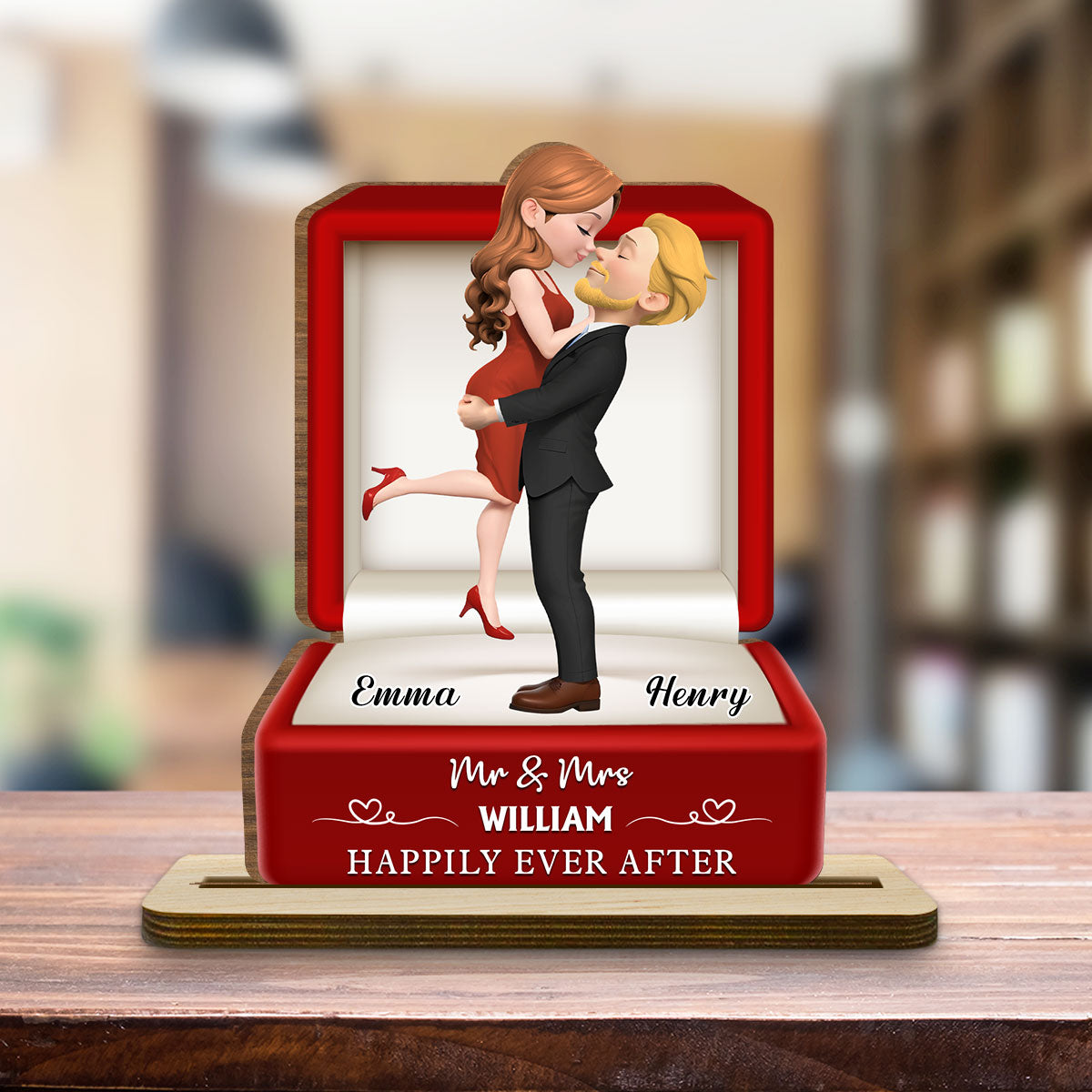The Year We Married - Personalized Custom 2-Layer Wood Plaque With Flat Base
