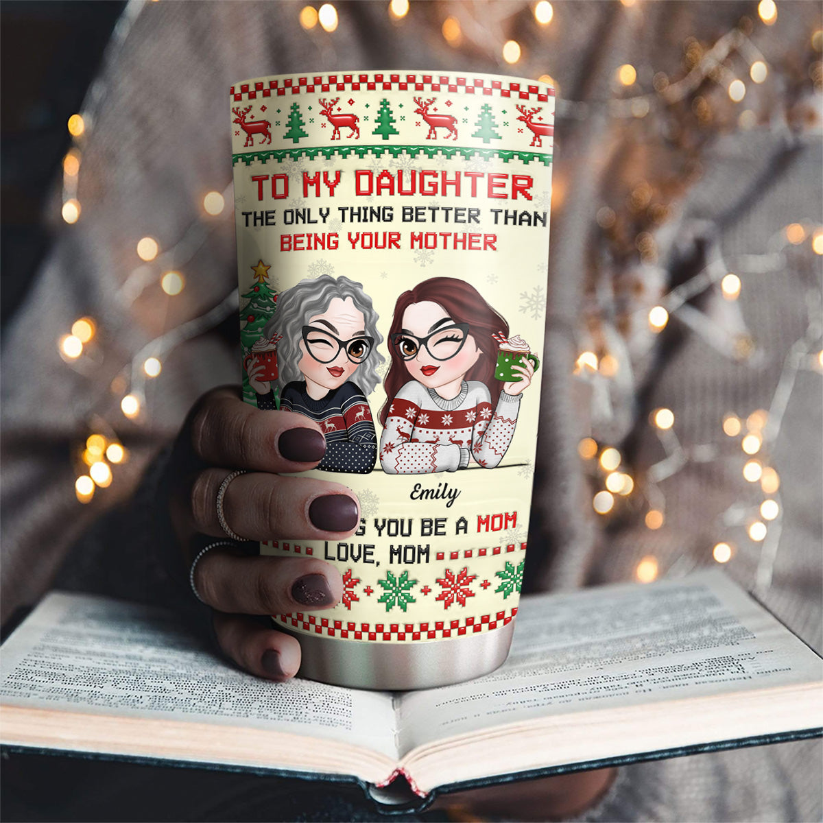 To My Daughter Merry Christmas - Personalized Custom 3D Inflated Effect Tumbler