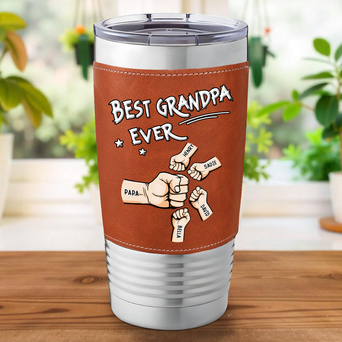 Best Grandpa - Personalized Custom Leather Tumbler