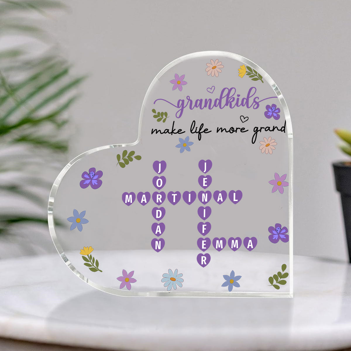Grandkids Make Life More Grand Crossword - Personalized Custom Acrylic Plaque