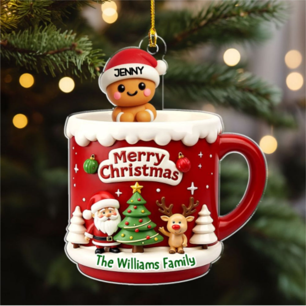 Ginger Family - Personalized Custom 3D Effect Acrylic Ornament