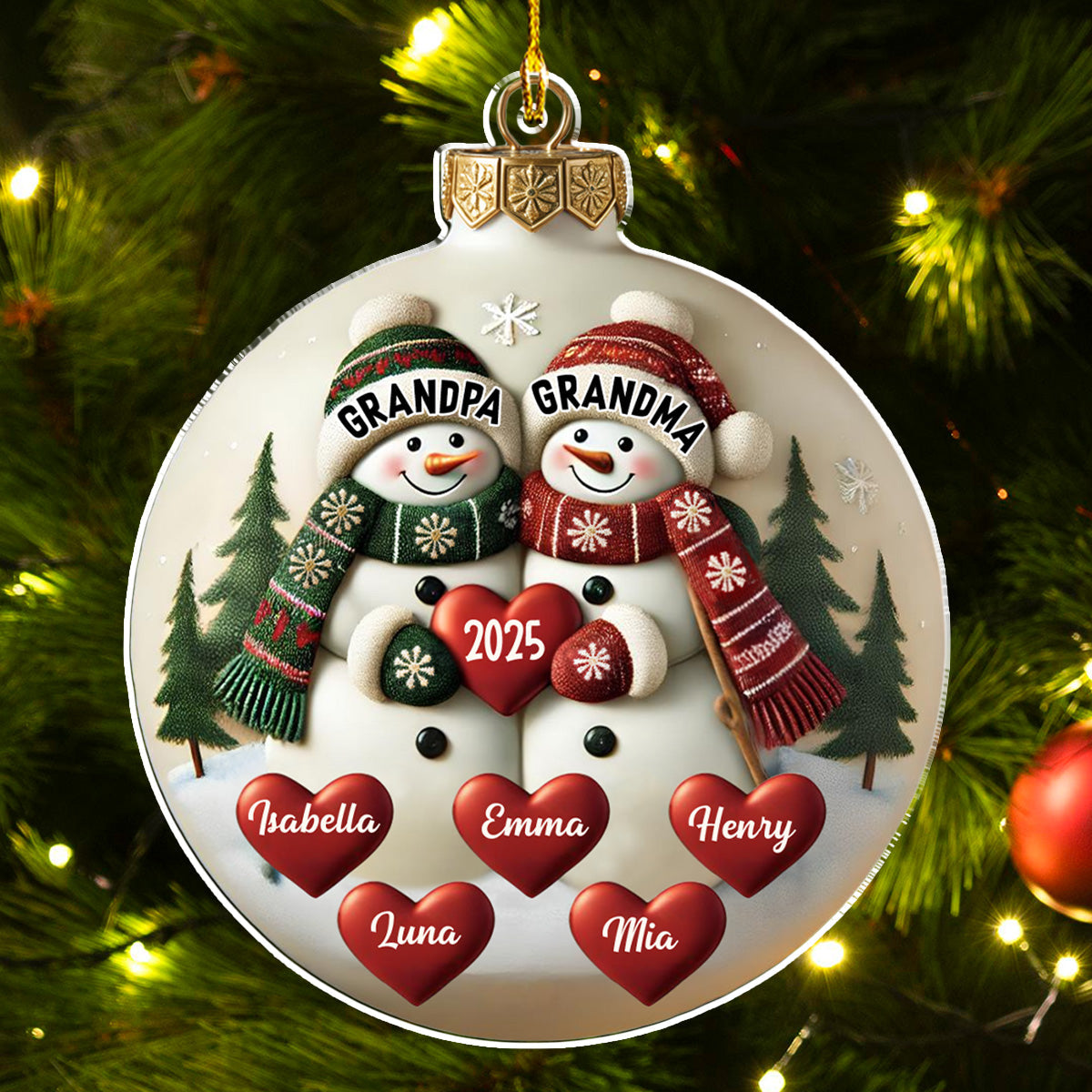 Merry Christmas Grandma And Grandpa - Personalized Custom Acrylic Ornament