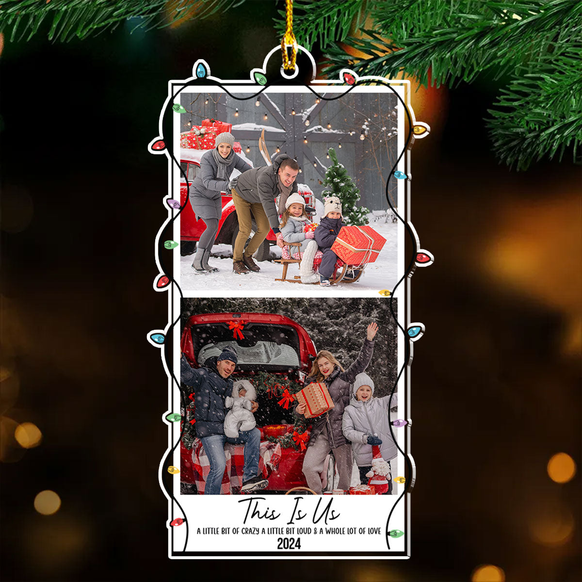 Custom Photo Polaroid Family Friends Christmas - Personalized Custom Acrylic Ornament