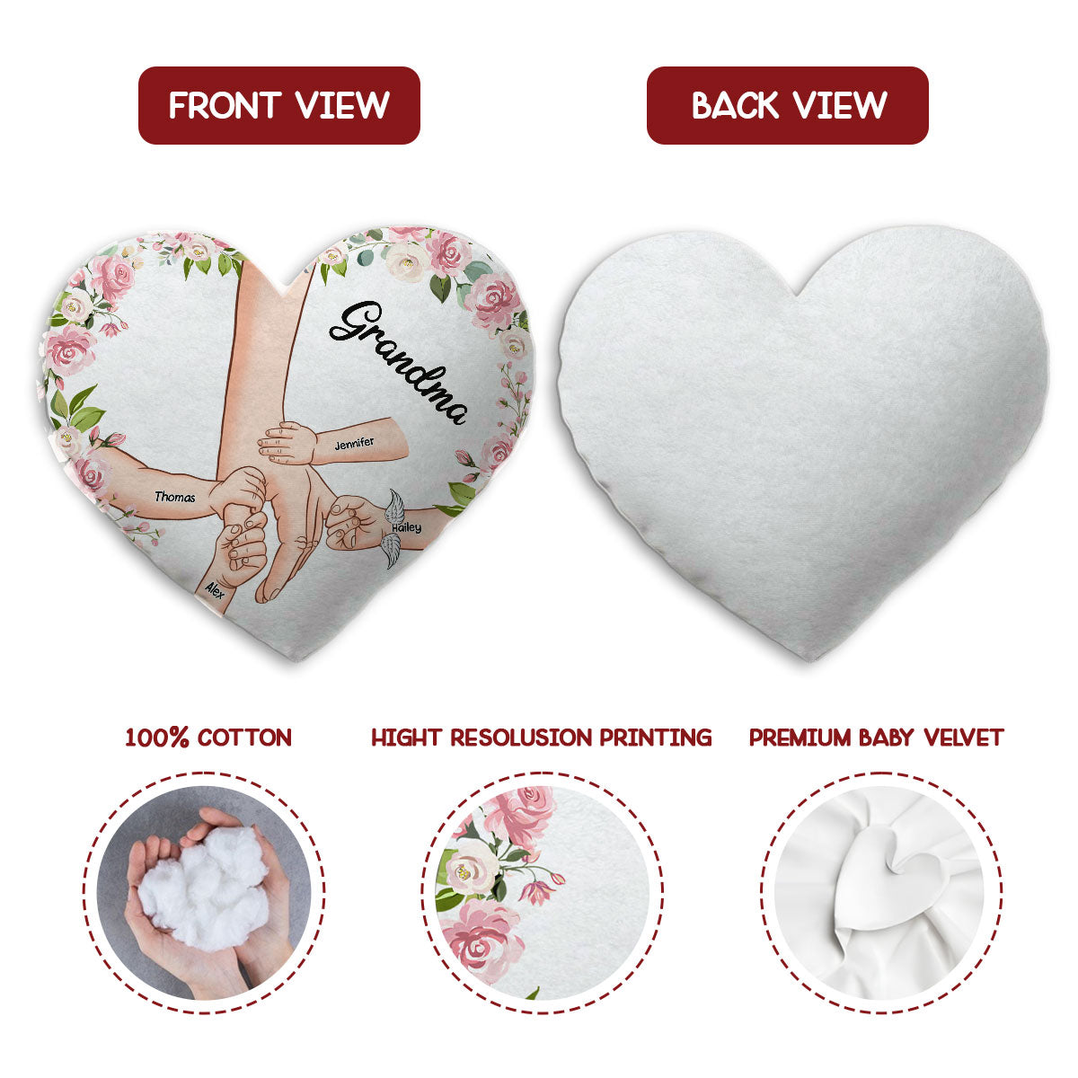 Holding Hands - Personalized Custom Shaped Pillow