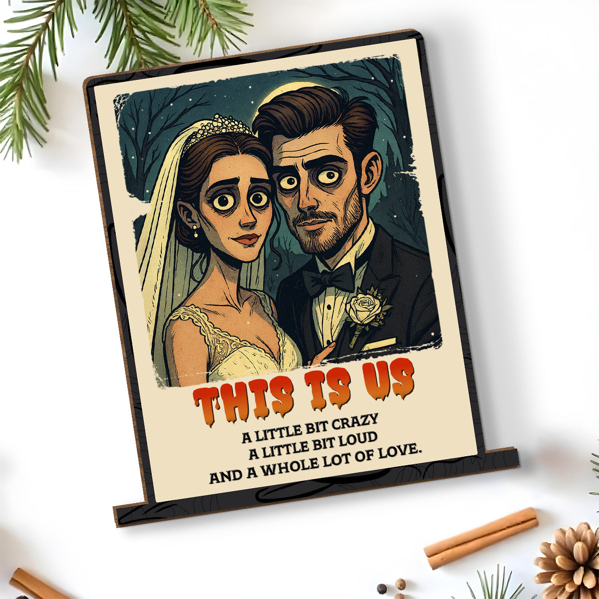 Family A Little Bit Crazy - Personalized Custom 2-Layer Wood Plaque With Flat Base