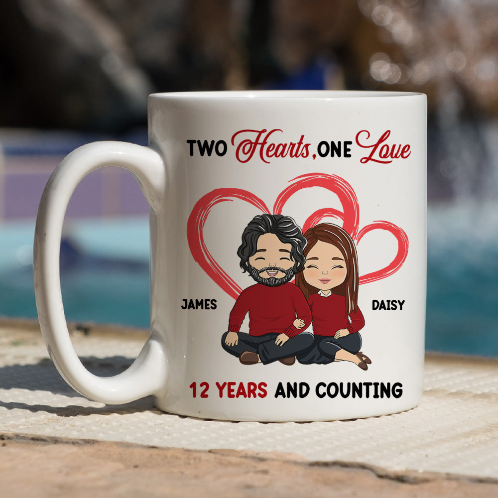Two Hearts One Love - Personalized Custom Coffee Mug