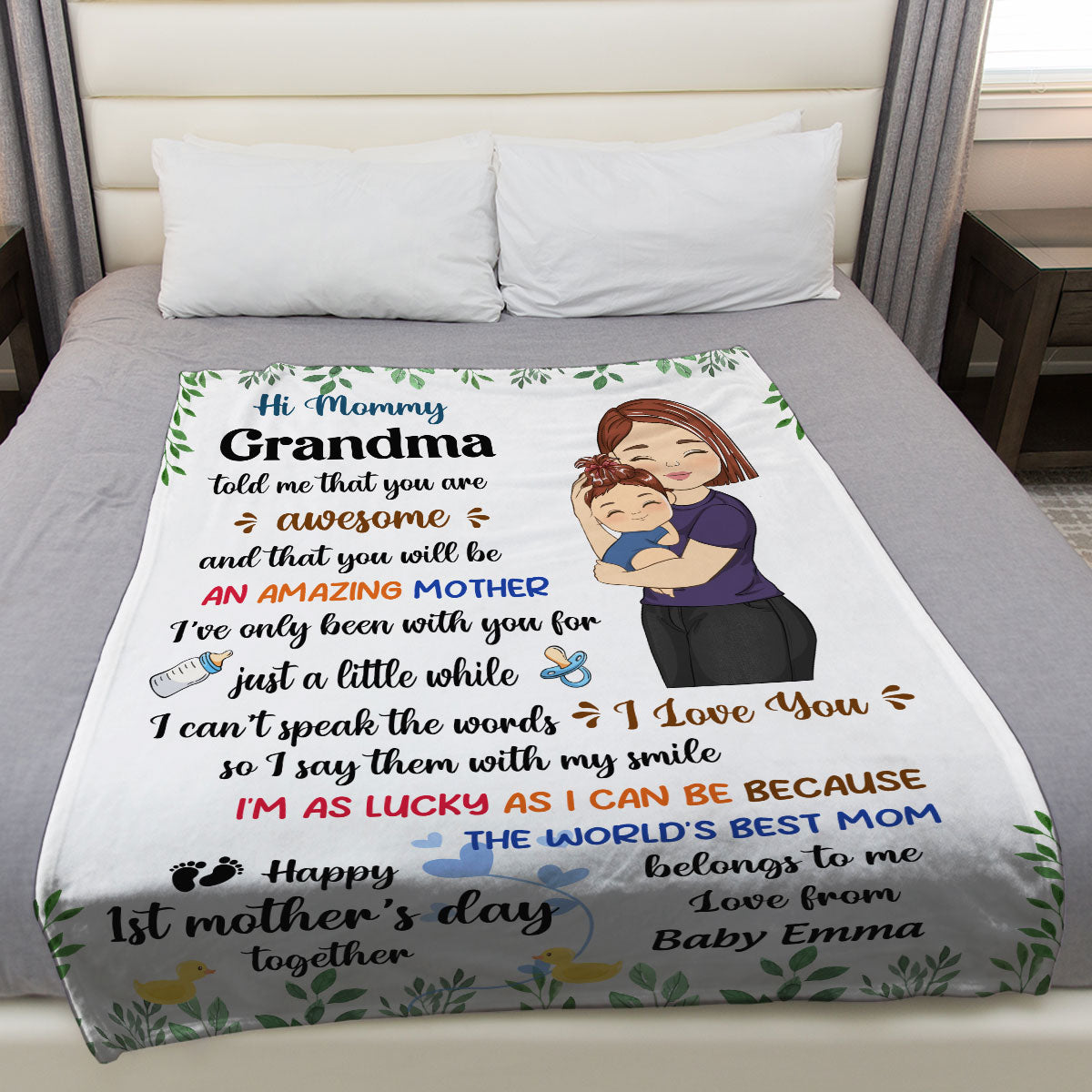 Happy First Mothers Day Together - Personalized Custom Fleece Blanket