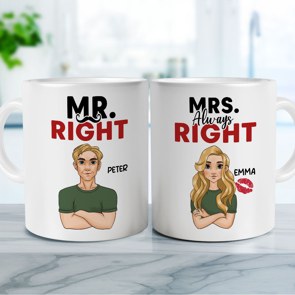 Mr Mrs Right - Personalized Custom Coffee Mug