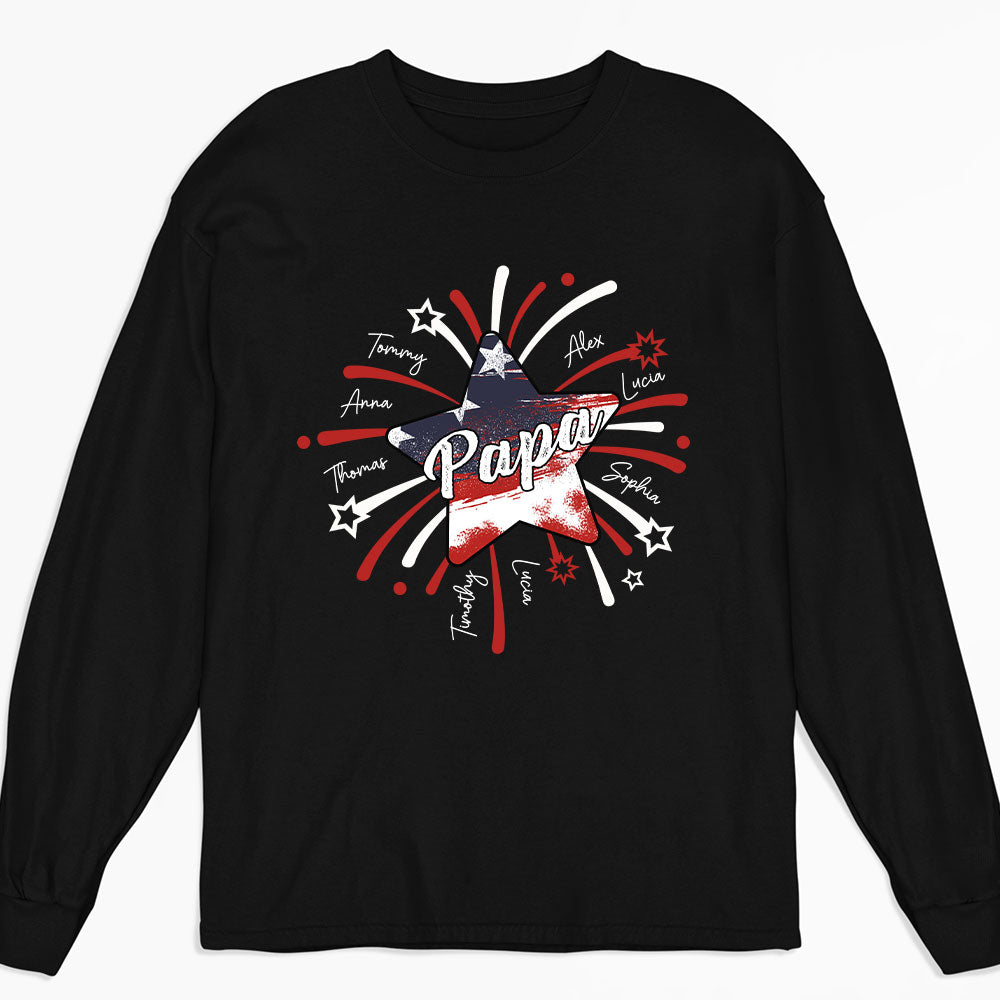 Papa & Kids Firework Star - Personalized Custom Shirt