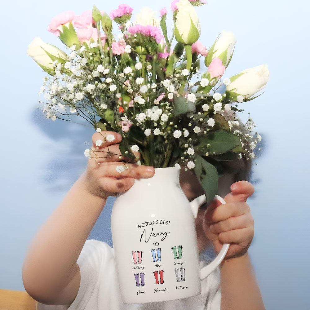 Best Nanny In The World - Personalized Custom Home Decor Flower Vase
