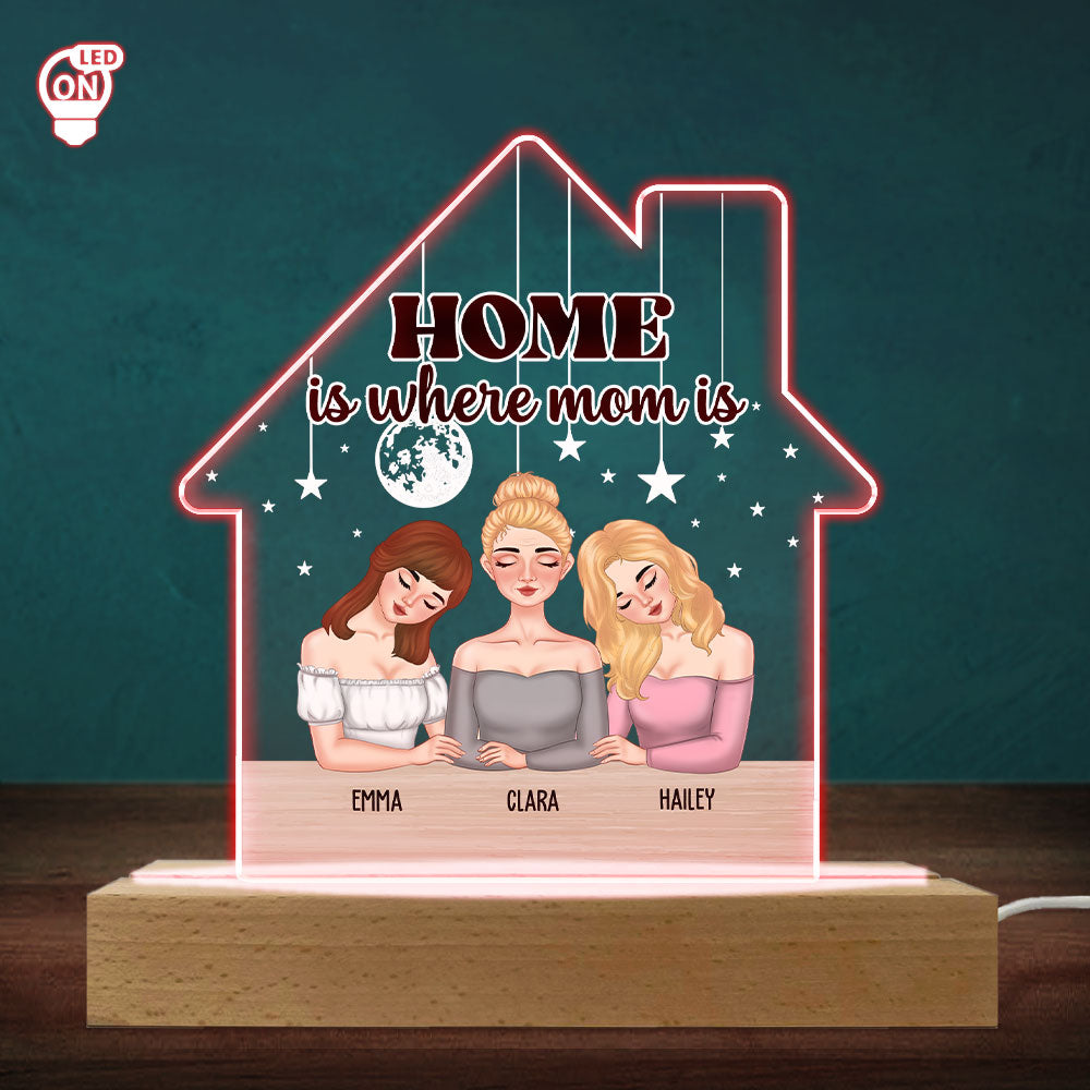 Home Is Where My Mom Is - Personalized Custom LED Light