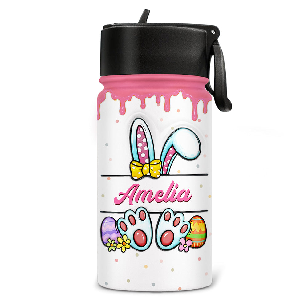 Cute Bunny Easter Eggs - Personalized Custom 3D Inflated Effect Kids Water Bottle