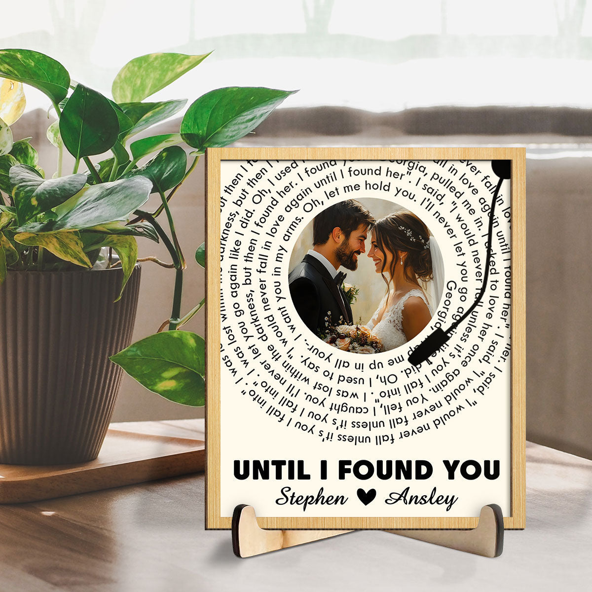 Custom Couple Photo And Favorite Spiral Song Lyrics - Personalized Custom Wooden Plaque