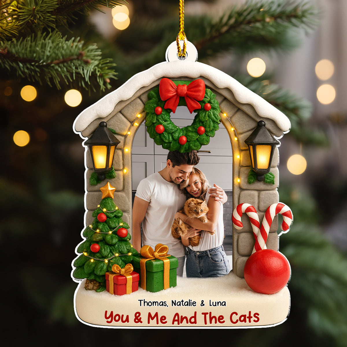 Bond Of Cat Love Photo - Personalized Custom 3D Effect Acrylic Ornament
